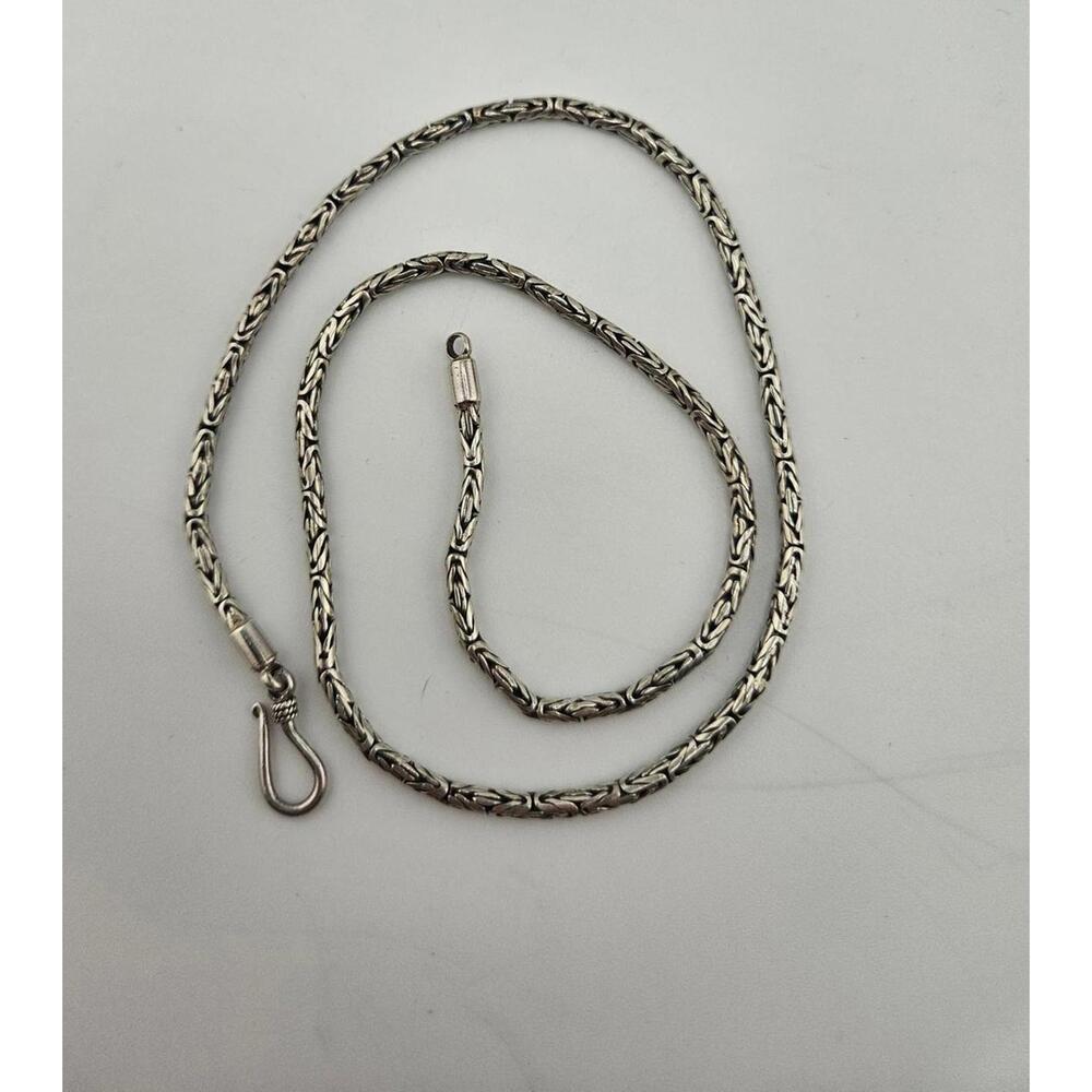 17.5in Sterling Silver Byzantine Bali Necklace Chain
